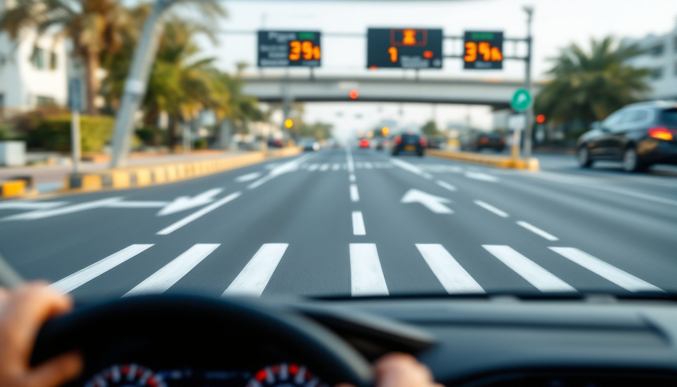 UAEThrive Daily News Roundup showcasing UAE road safety with a speed radar emphasizing safe driving and new traffic laws