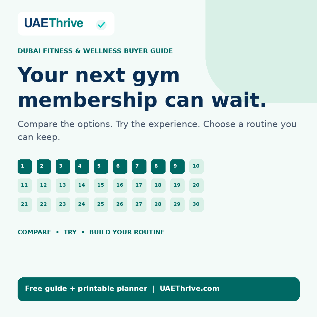 Compare Dubai fitness options and build a routine with a free 30-day planner