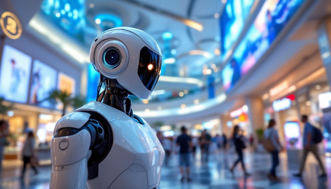 Humanoid robot engaging with visitors at a modern Dubai mall during UAE Daily News Roundup 9th August 2025