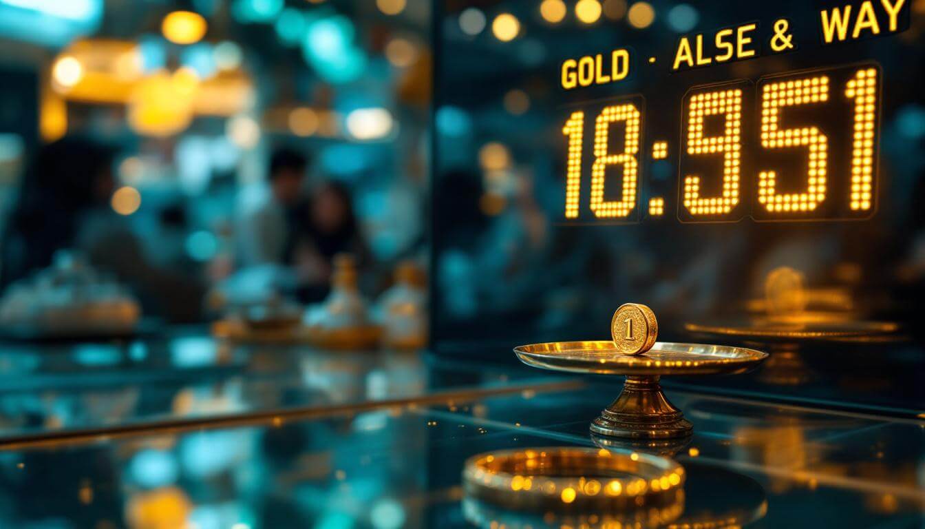 UAE Daily News Roundup 30 August 2025 featured image showing a jeweller’s scale with a 22K gold bangle balanced against a 1‑dirham coin beside a digital price board, illustrating Dubai gold prices near a record level.
