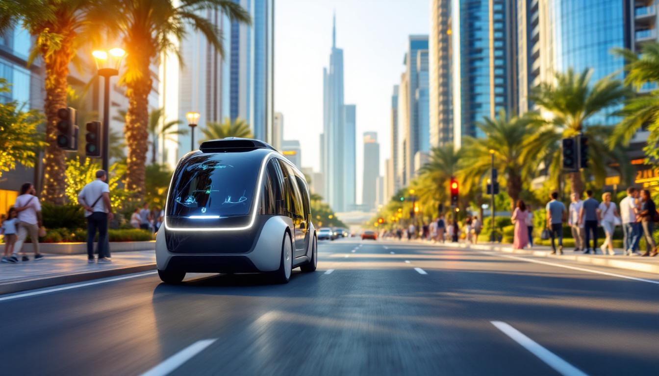 UAE Daily News Roundup August 13th 2025 – AI-powered self-driving car on Dubai road with smart city technology
