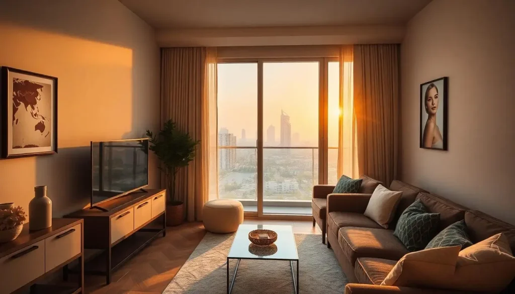 dubai short term rental modern apartment balcony