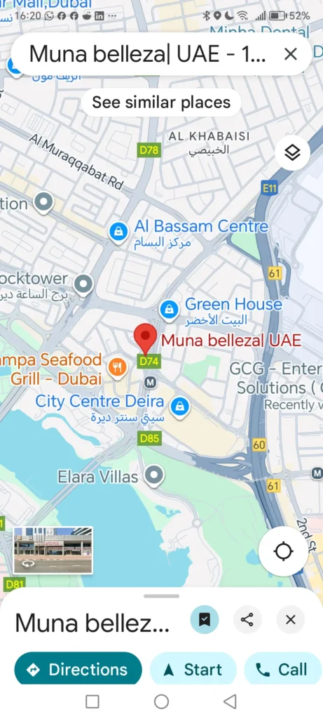 muna belleza skincare store dubai location map