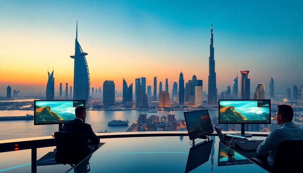 uae city skyline dusk newsroom view