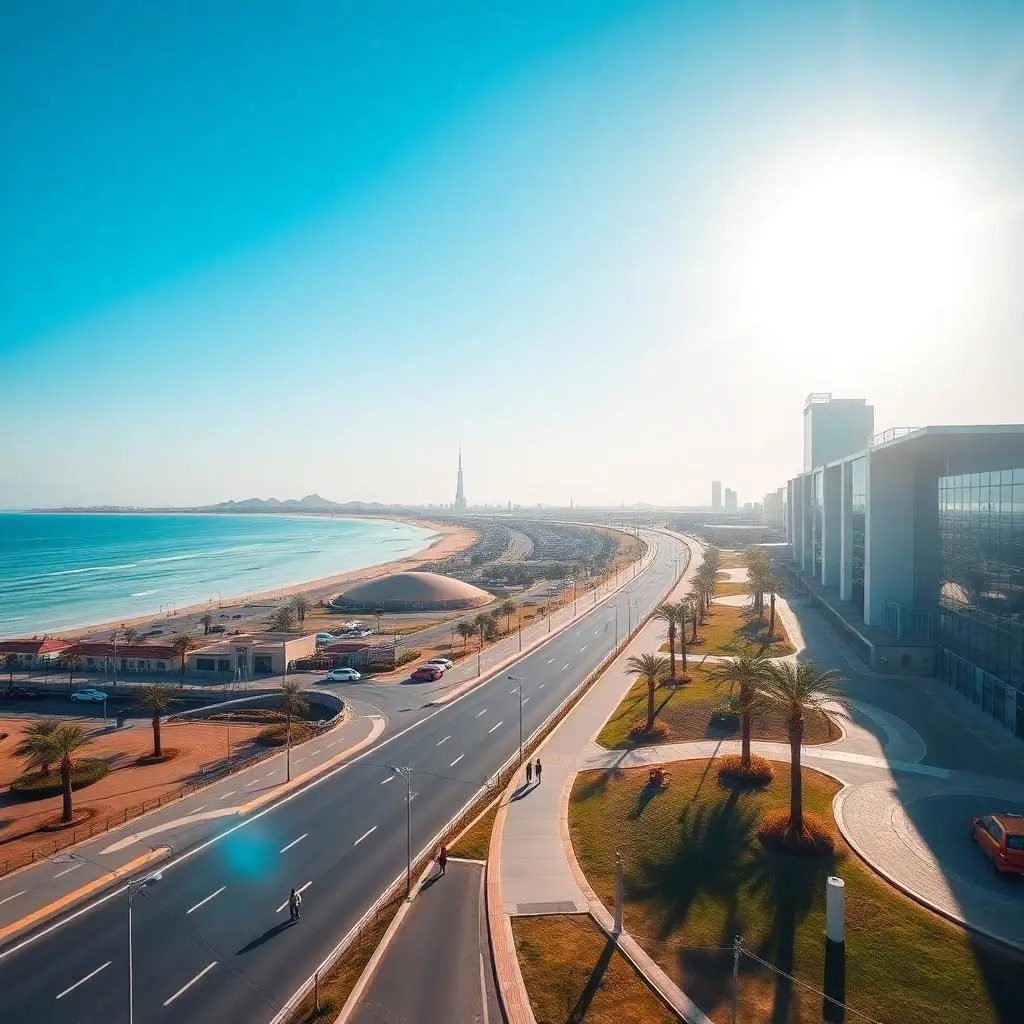 uae coastal city sunlit weather scene