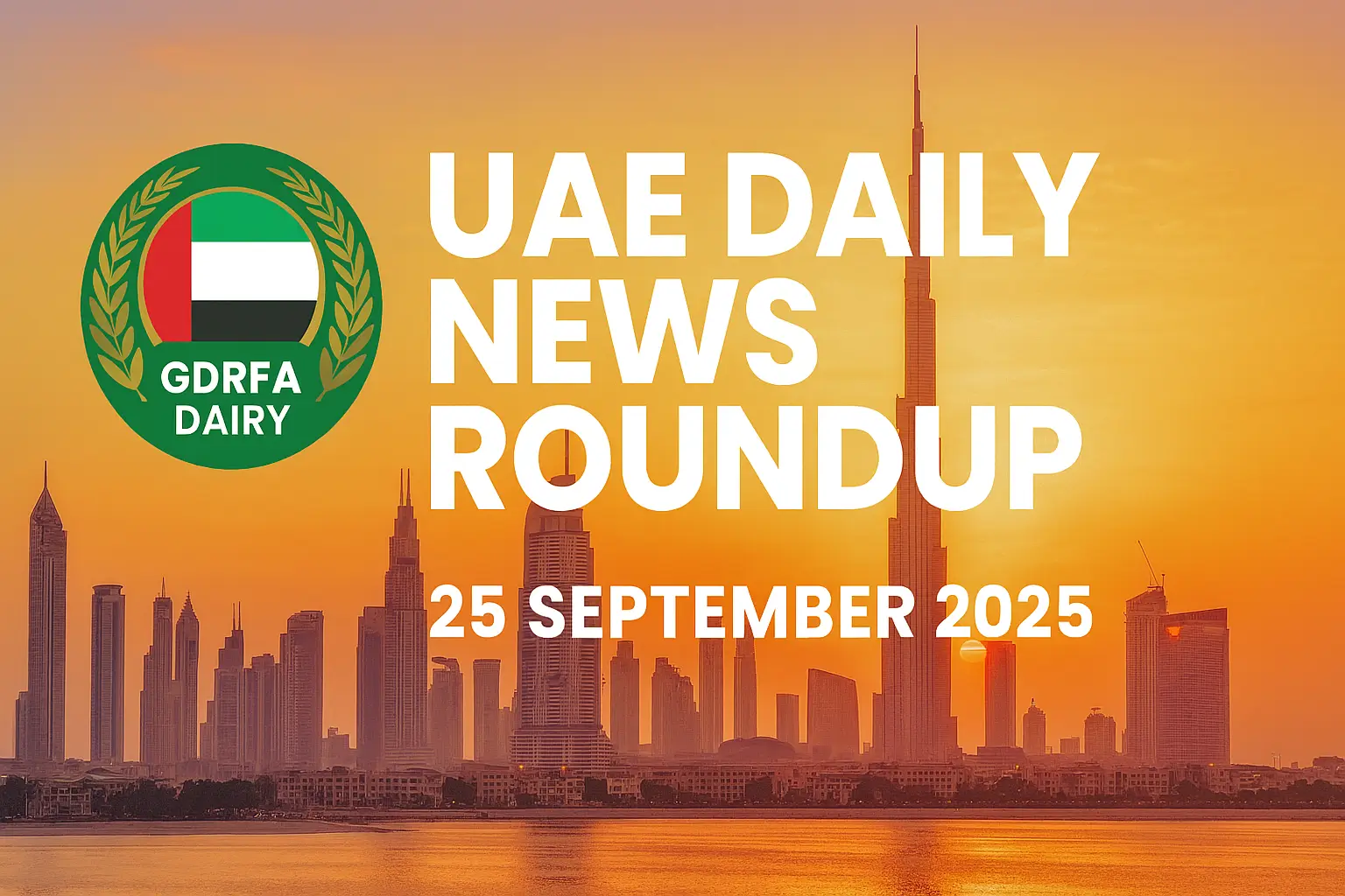UAE Daily News Roundup 25th September 2025 featured image showing Dubai skyline at sunset with Burj Khalifa
