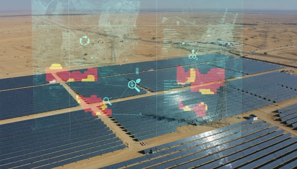 abu dhabi desert solar farm satellite overlay