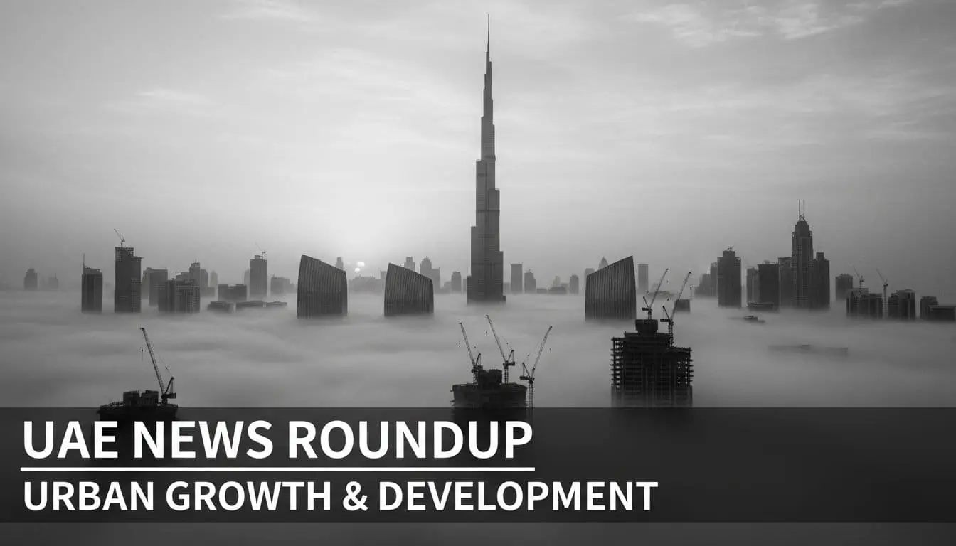 black white dubai skyline cranes fog urban growth 9ee05706