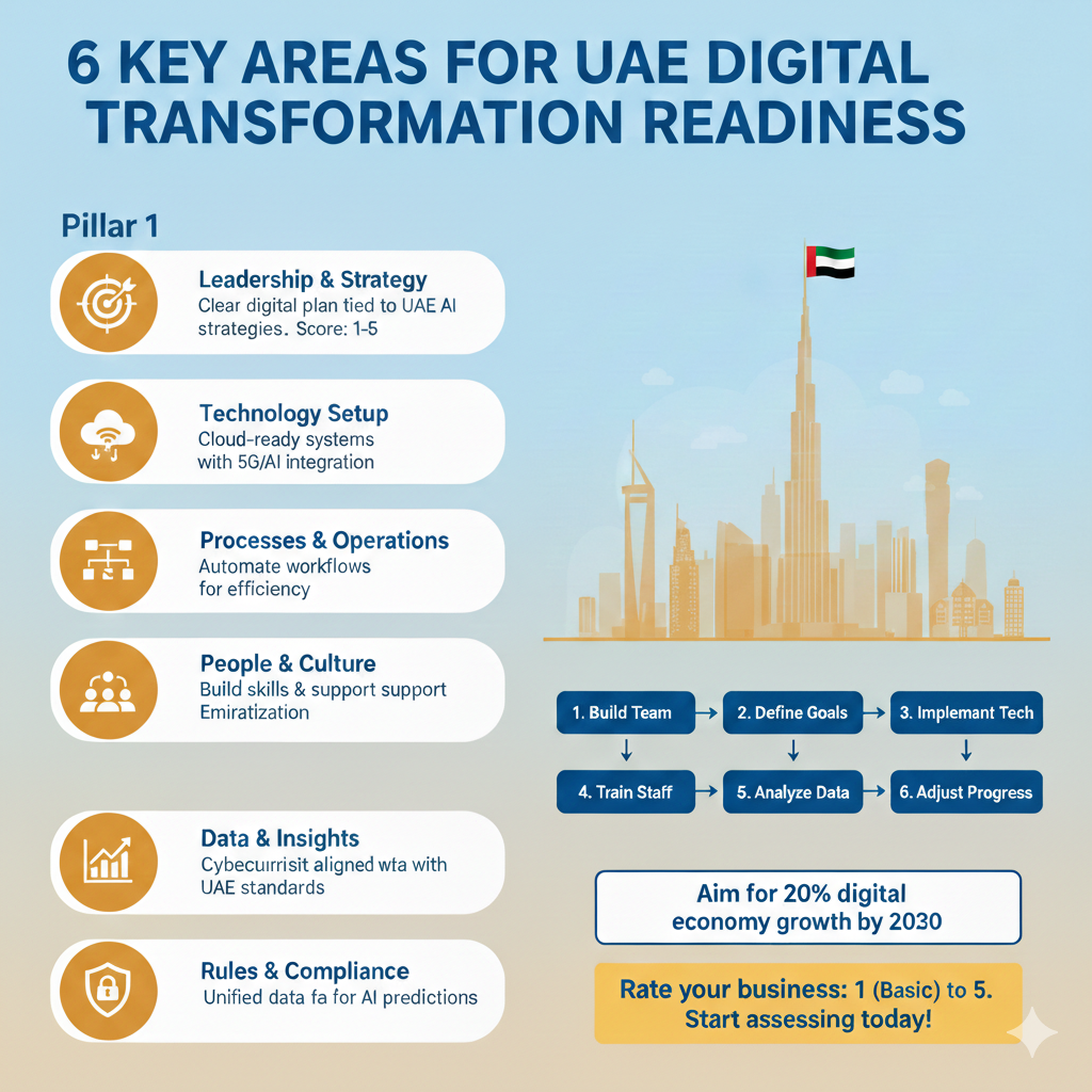 "Infographic on digital transformation readiness assessment for UAE businesses.