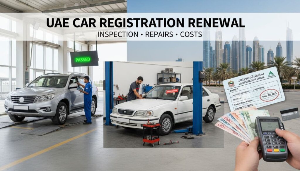 uae car registration renewal inspection costs