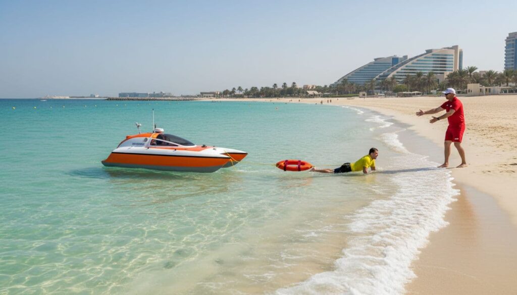 aquatic rescue robot towing swimmer dubai beach ff38287c