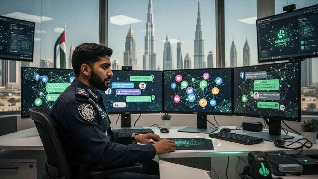 sharjah police officer monitoring online child threats 192a1959