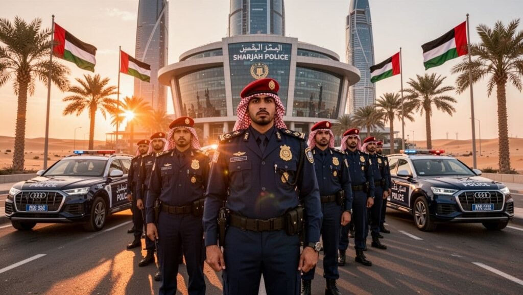 sharjah police officers formation headquarters dusk c5130ddb
