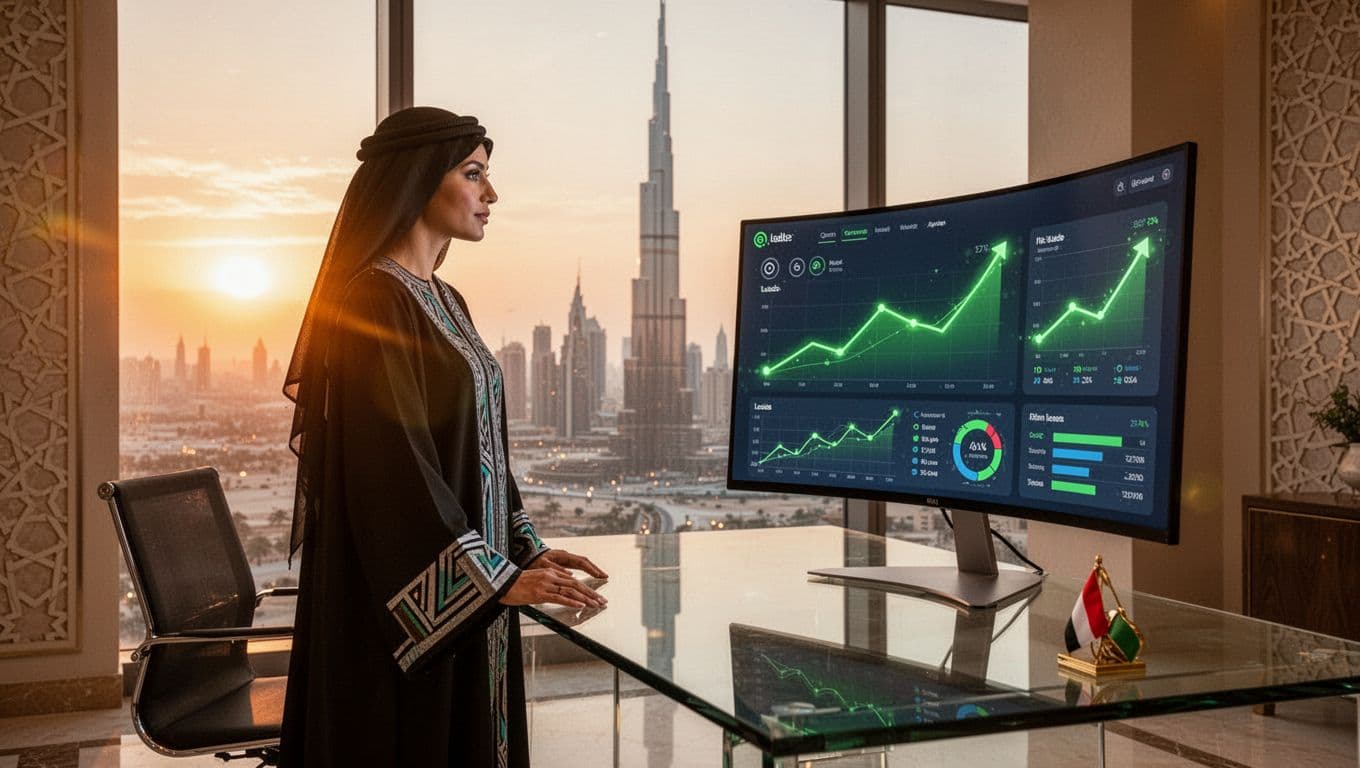 uae businesswoman website conversion dubai skyline 0da1232f