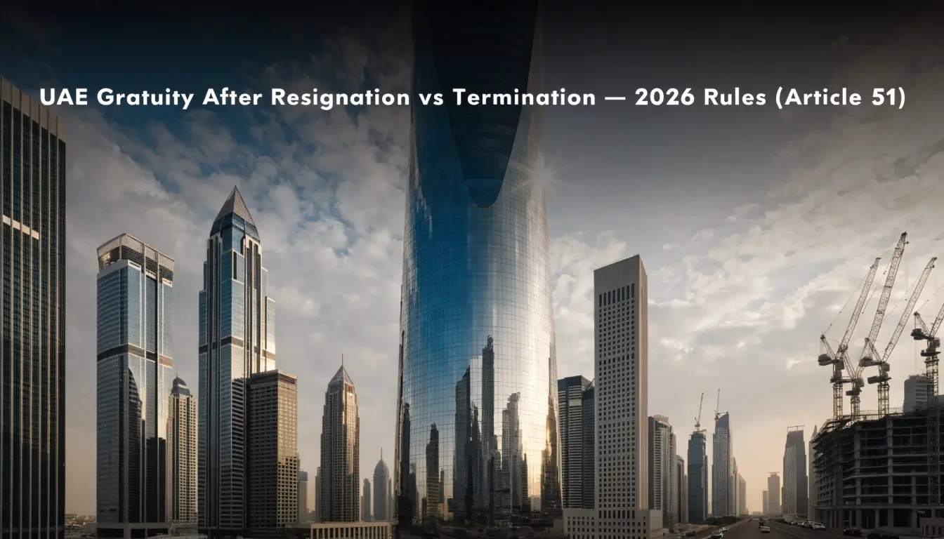 uae gratuity after resignation vs termination — 2026 rules